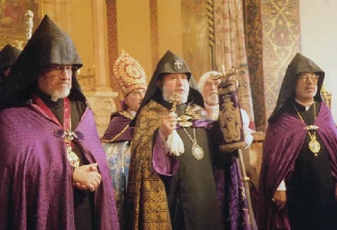 Armenian priests at a Cathedral service