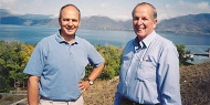 Rev. Mark Zorab and his uncle, Dr. John Zorab, at Lake Sevan, Armenia